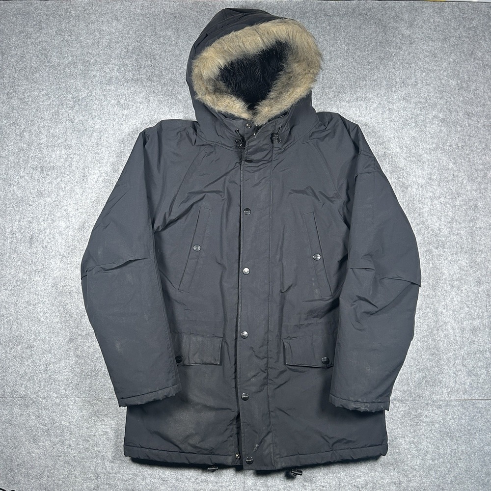 Carhartt Hooded Jacket Men's Size Large Black Anchorage Parka Full Zip Fur